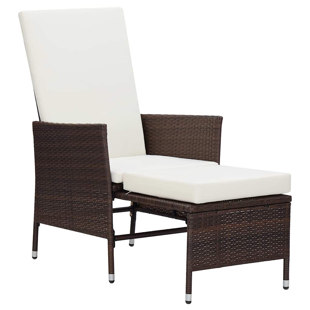 Sedia da Giardino Reclinabile con Cuscino in Polyrattan Marrone | homemem39