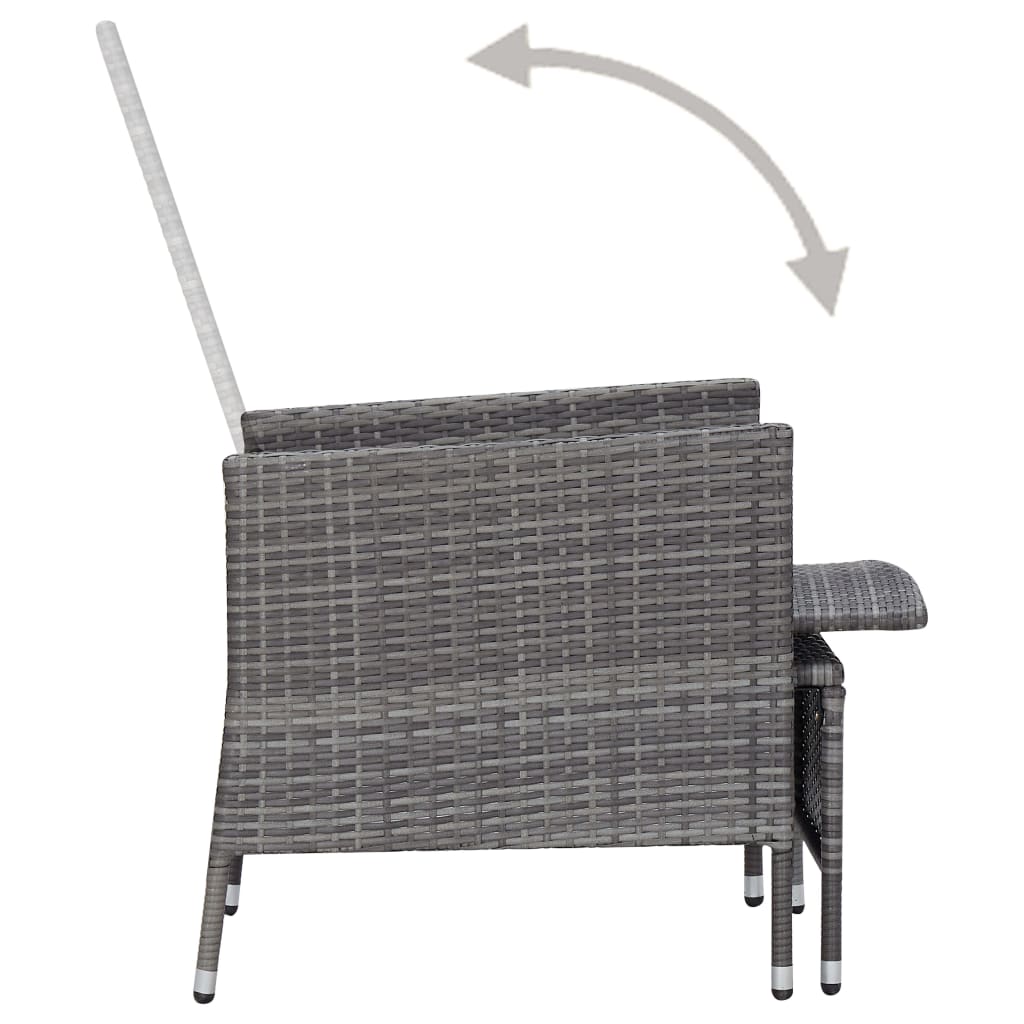 Sedia da Giardino Reclinabile con Cuscino in Polyrattan Grigio | homemem39