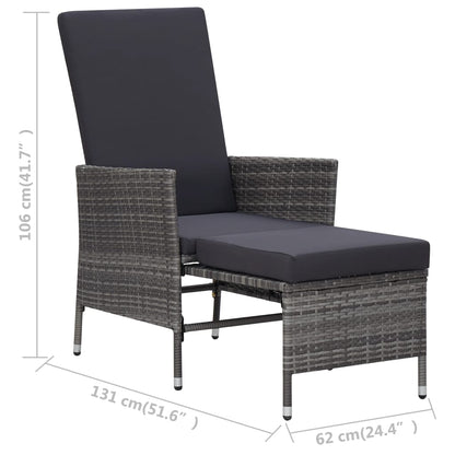 Sedia da Giardino Reclinabile con Cuscino in Polyrattan Grigio | homemem39