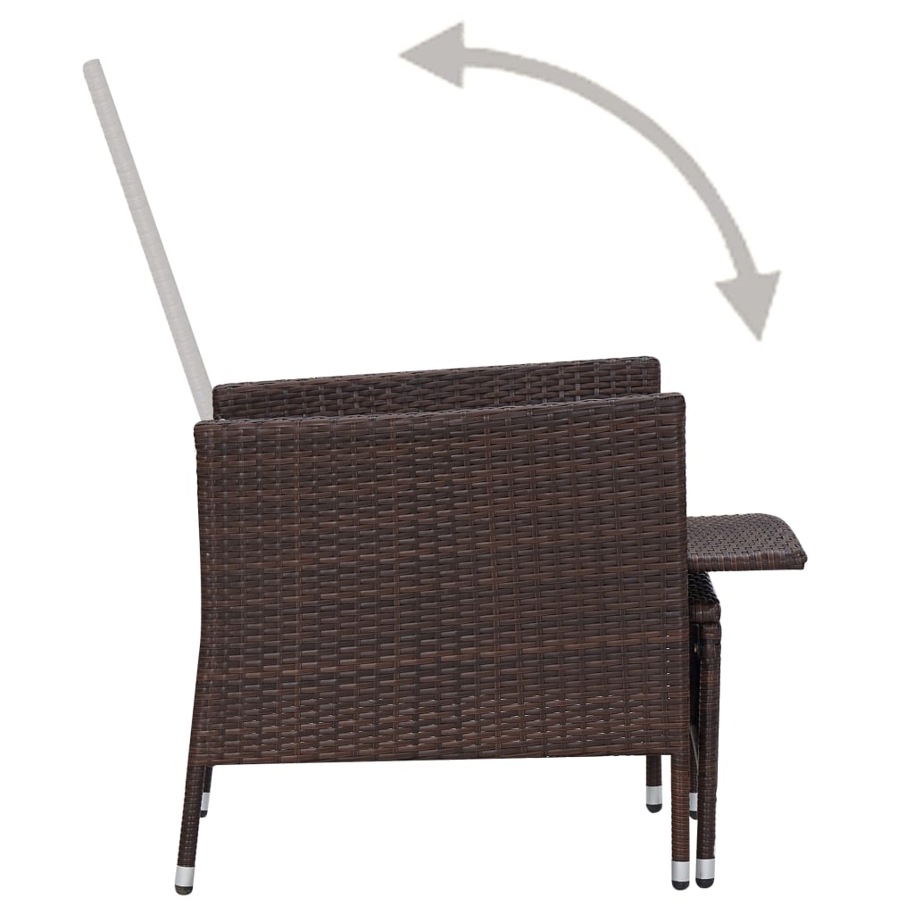 Set Divani da Giardino 2 pz con Cuscini in Polyrattan Marrone | homemem39