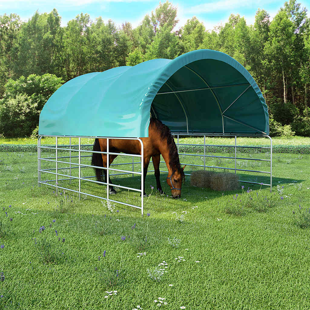 Tenda per Bestiame in PVC 3,7x3,7 m Verde