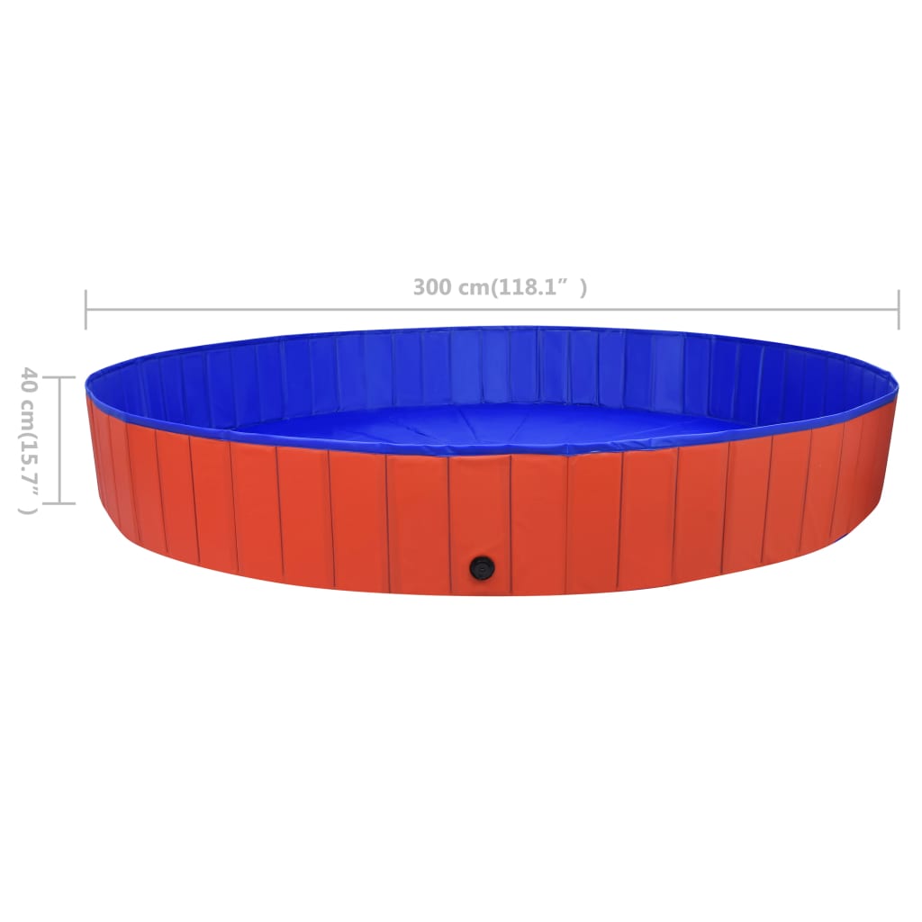 Piscina per Cani Pieghevole Rossa 300x40 cm in PVC | homemem39