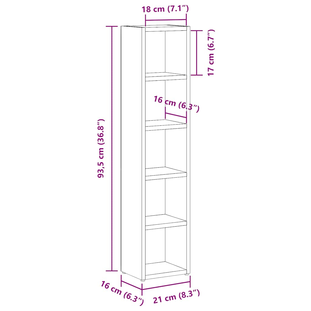 Scaffali Porta CD 2 pz Bianchi 21x16x93,5 cm Legno Multistrato - homemem39