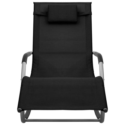 Lettino Prendisole in Textilene Nero e Grigio - homemem39
