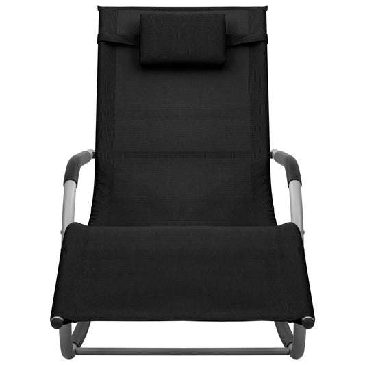 Lettino Prendisole in Textilene Nero e Grigio - homemem39