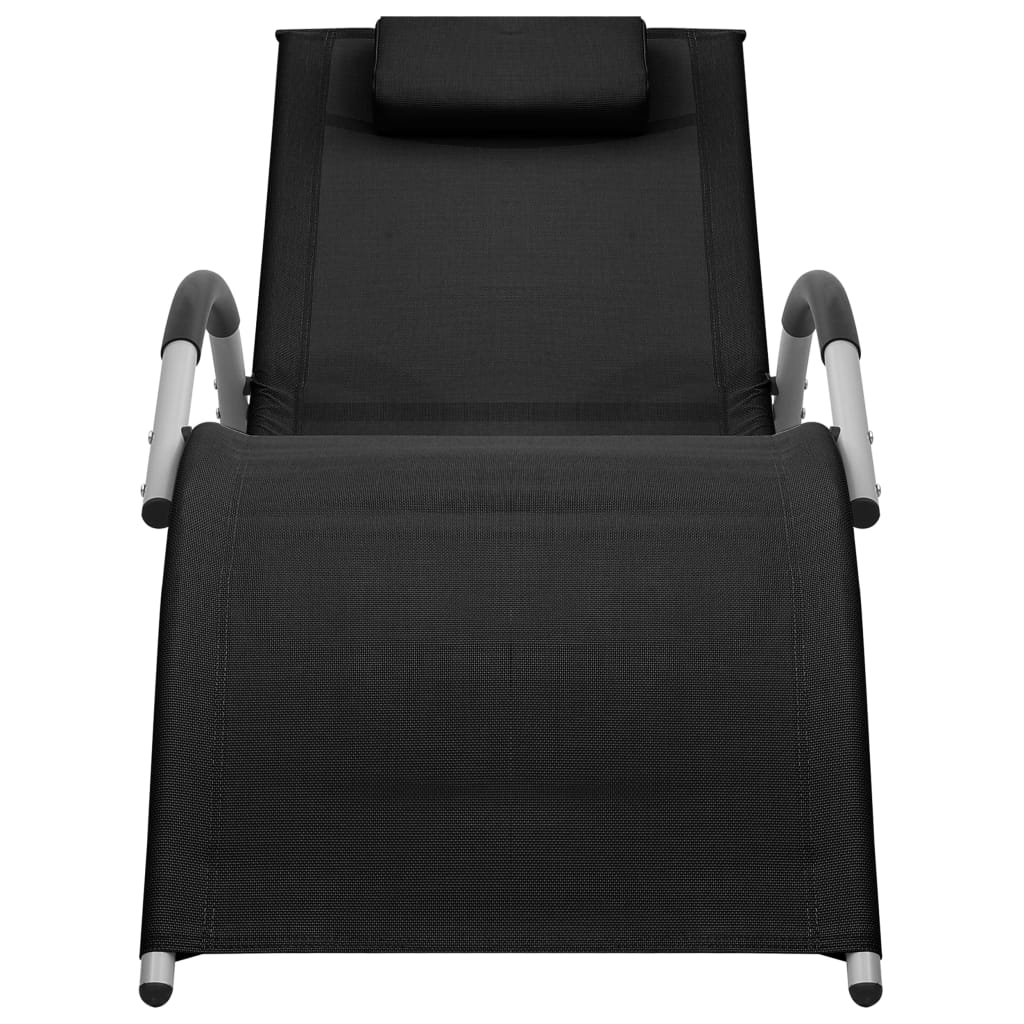 Lettino Prendisole in Textilene Nero e Grigio | homemem39