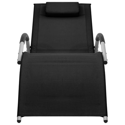 Lettino Prendisole in Textilene Nero e Grigio - homemem39