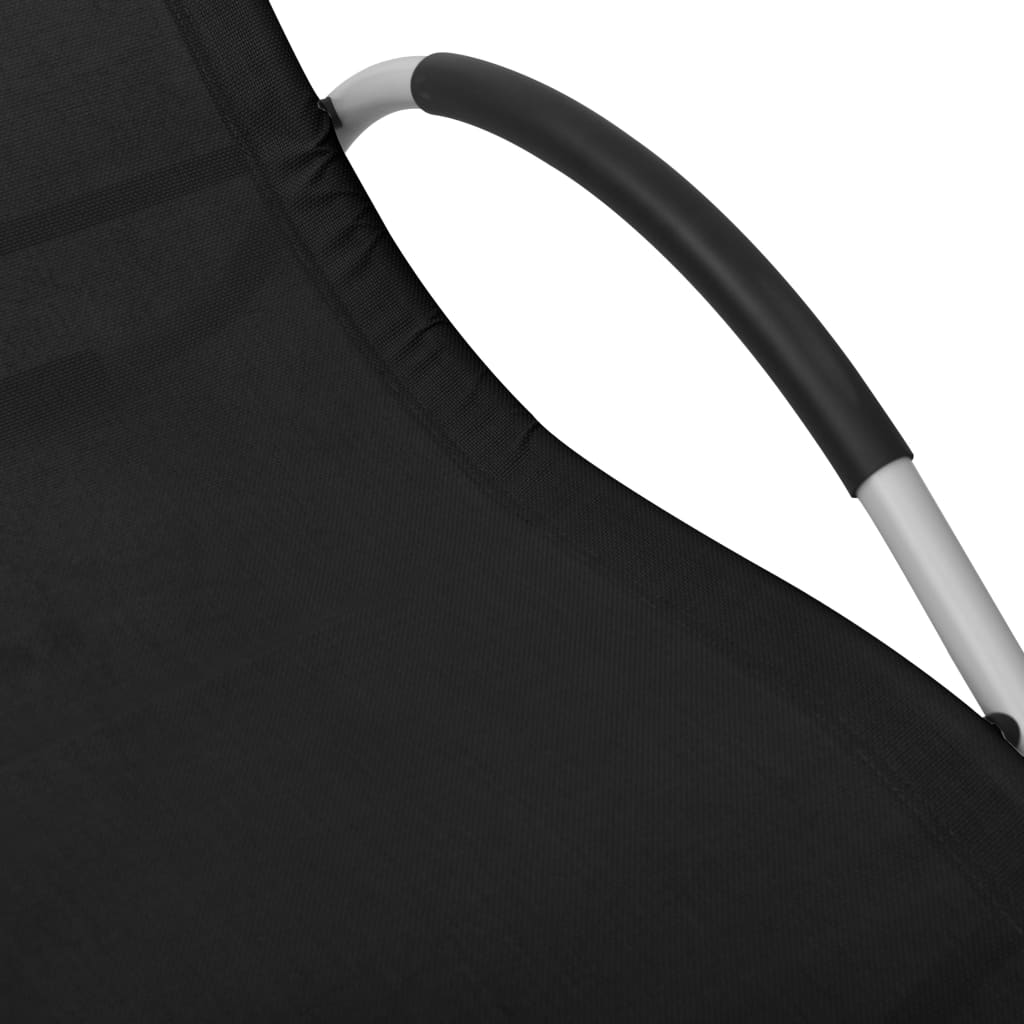 Lettino Prendisole in Textilene Nero e Grigio | homemem39