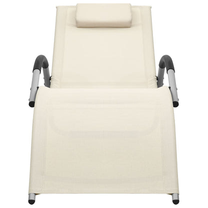 Lettino Prendisole in Textilene Crema e Grigio - homemem39