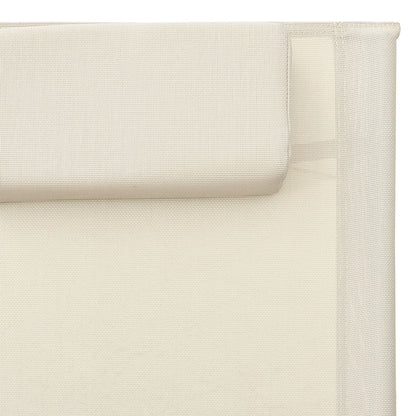 Lettino Prendisole in Textilene Crema e Grigio - homemem39