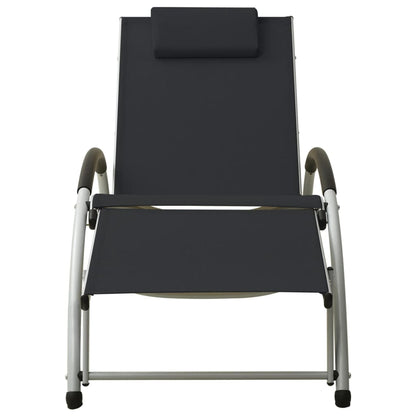 Lettino Prendisole con Cuscino in Textilene Nero - homemem39