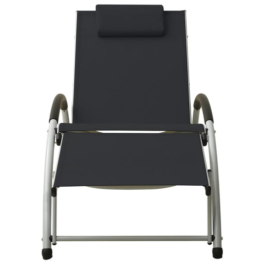 Lettino Prendisole con Cuscino in Textilene Nero - homemem39