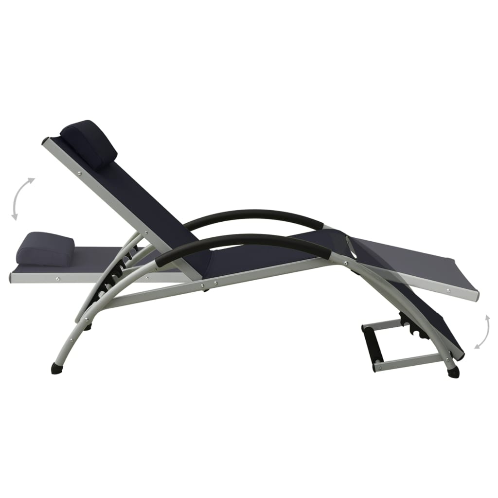 Lettino Prendisole con Cuscino in Textilene Nero - homemem39