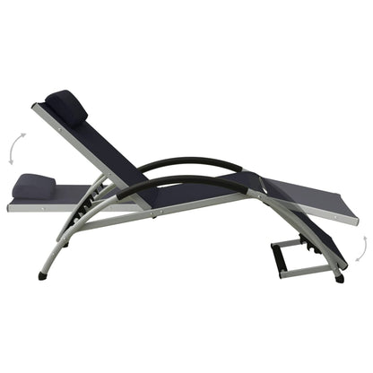 Lettino Prendisole con Cuscino in Textilene Nero - homemem39