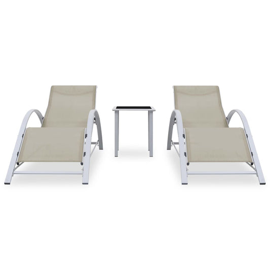 Lettini Prendisole con Tavolino 2 pz in Alluminio Crema - homemem39