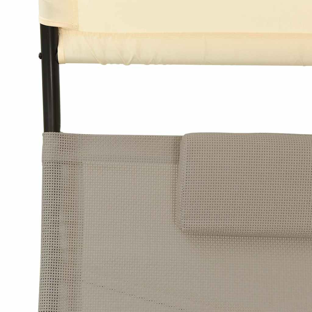 Lettino Prendisole Doppio Baldacchino in Textilene Talpa Crema