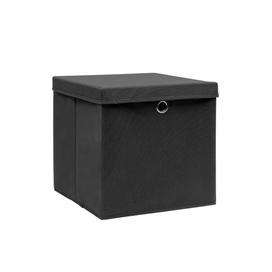 Contenitori con Coperchi 4 pz 28x28x28 cm Nero - homemem39