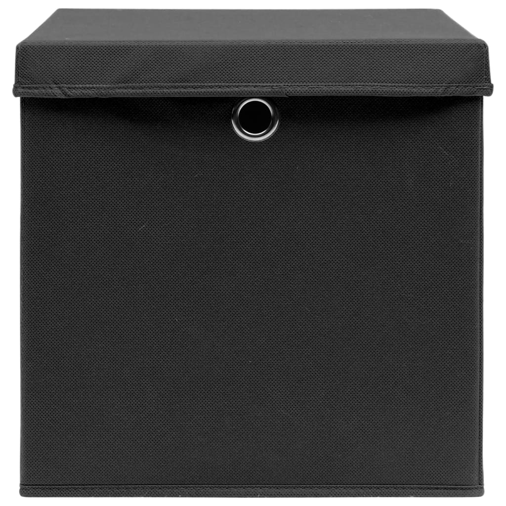 Contenitori con Coperchi 4 pz 28x28x28 cm Nero - homemem39