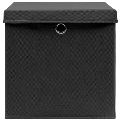 Contenitori con Coperchi 4 pz 28x28x28 cm Nero - homemem39