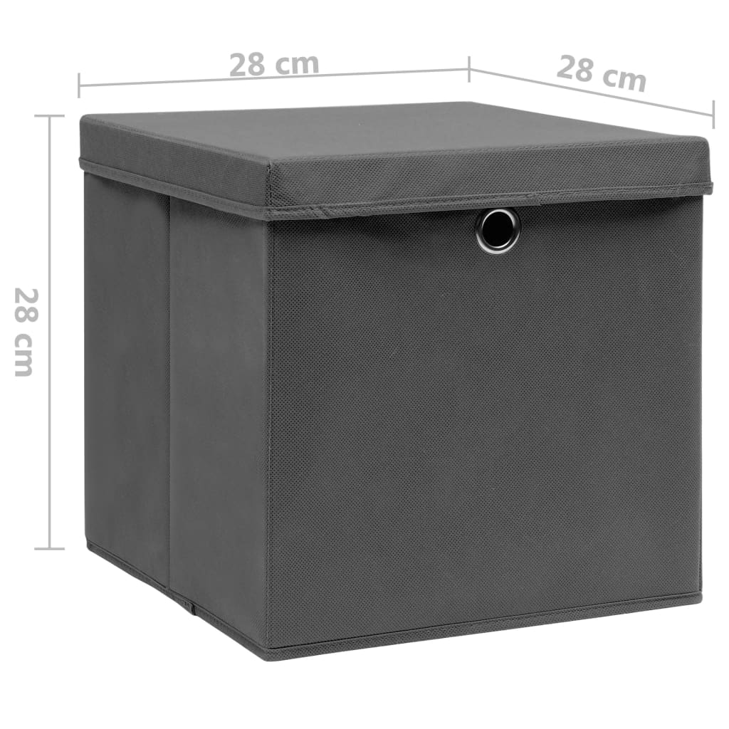 Contenitori con Coperchi 4 pz 28x28x28 cm Grigio - homemem39