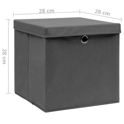 Contenitori con Coperchi 4 pz 28x28x28 cm Grigio - homemem39