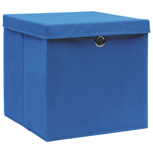 Contenitori con Coperchi 4 pz 28x28x28 cm Blu - homemem39