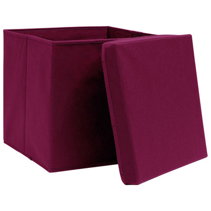 Contenitori con Coperchi 4 pz 28x28x28 cm Rosso Scuro