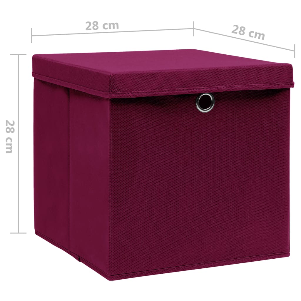 Contenitori con Coperchi 10 pz 28x28x28 cm Rosso Scuro