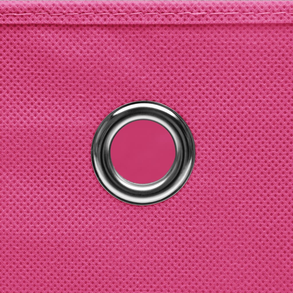 Contenitori 4 pz in Tessuto non Tessuto 28x28x28 cm Rosa - homemem39