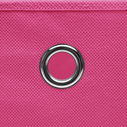 Contenitori 4 pz in Tessuto non Tessuto 28x28x28 cm Rosa - homemem39