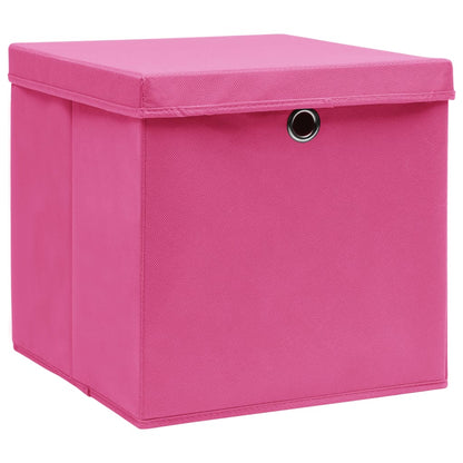 Contenitori con Coperchi 4 pz 28x28x28 cm Rosa - homemem39