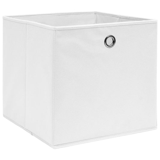 Contenitori 4 pz in Tessuto non Tessuto 28x28x28 cm Bianco - homemem39