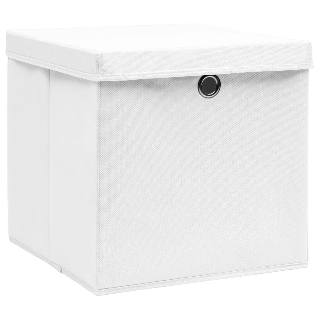 Contenitori con Coperchi 4 pz 28x28x28 cm Bianco - homemem39
