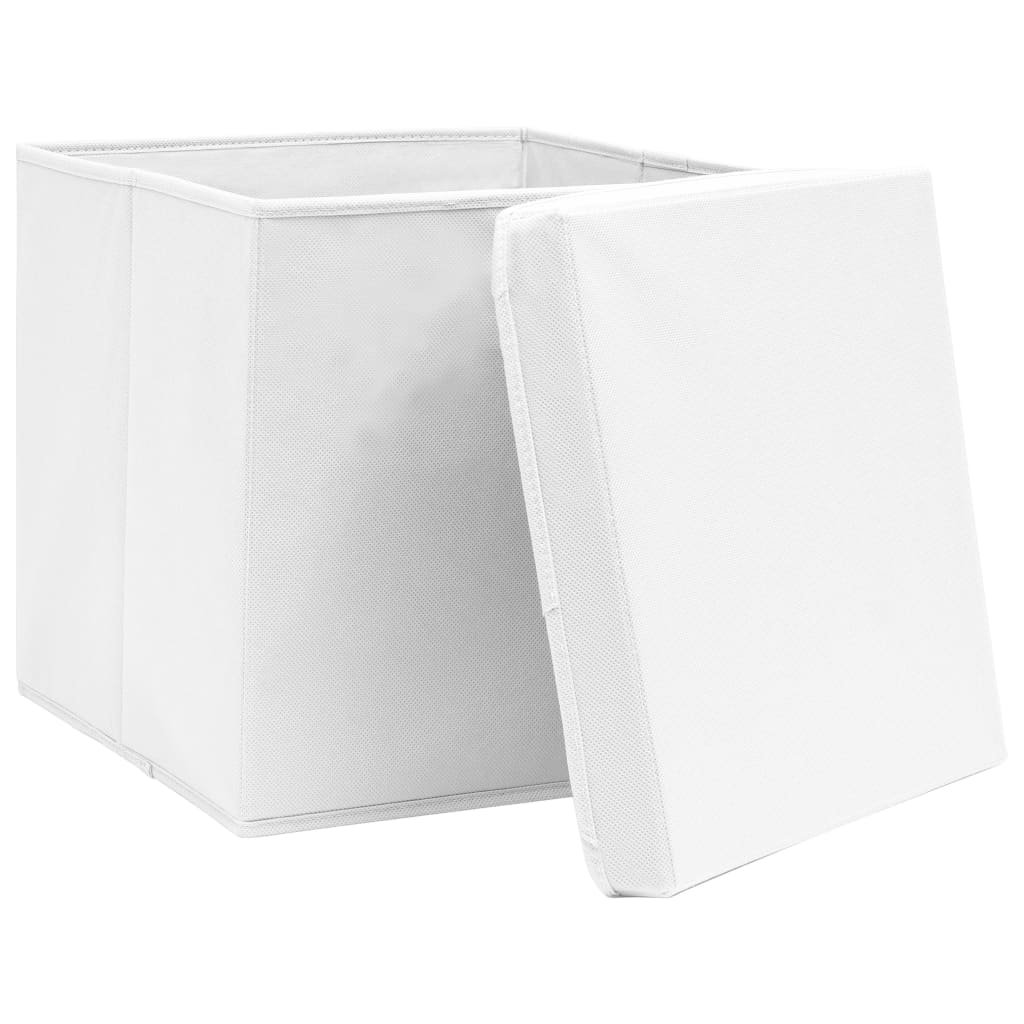 Contenitori con Coperchi 4 pz 28x28x28 cm Bianco - homemem39