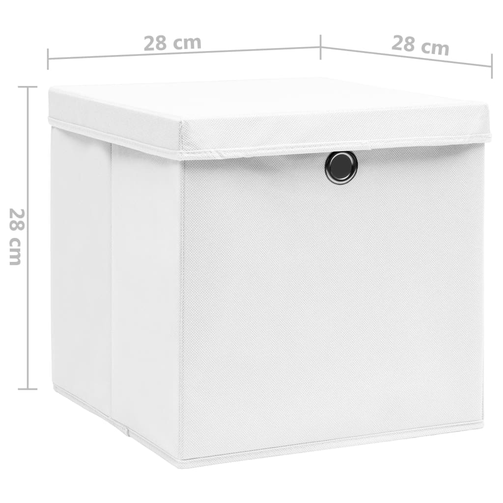Contenitori con Coperchi 4 pz 28x28x28 cm Bianco - homemem39
