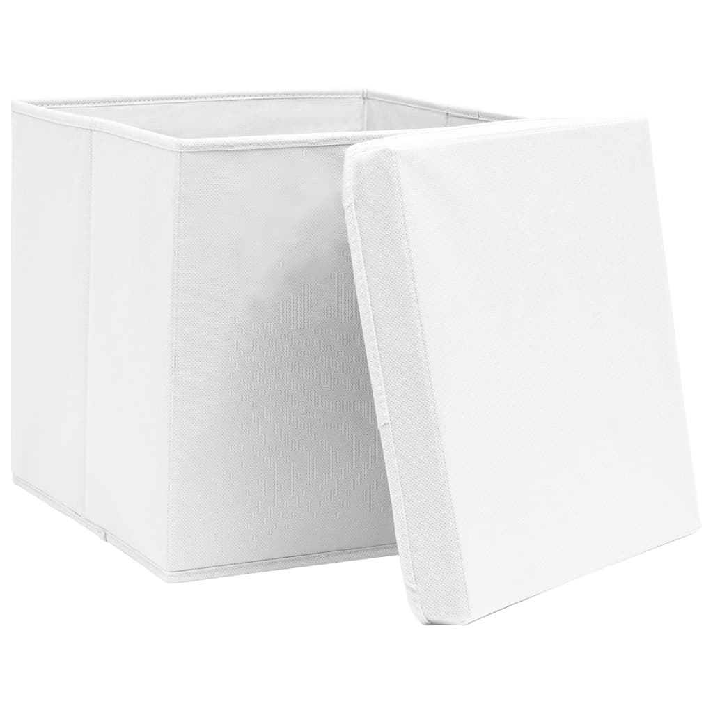 Contenitori con Coperchi 10 pz 28x28x28 cm Bianco - homemem39