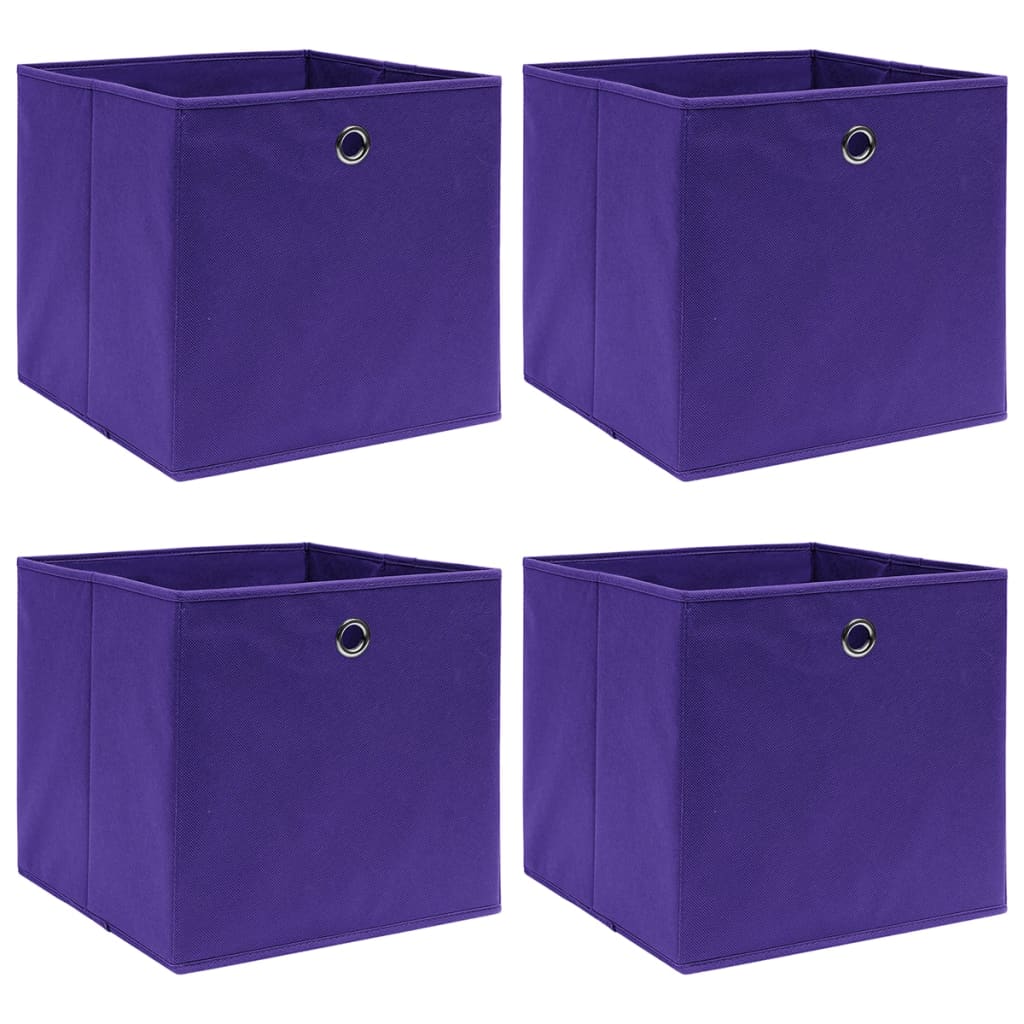 Contenitori 4 pz in Tessuto non Tessuto 28x28x28 cm Viola - homemem39