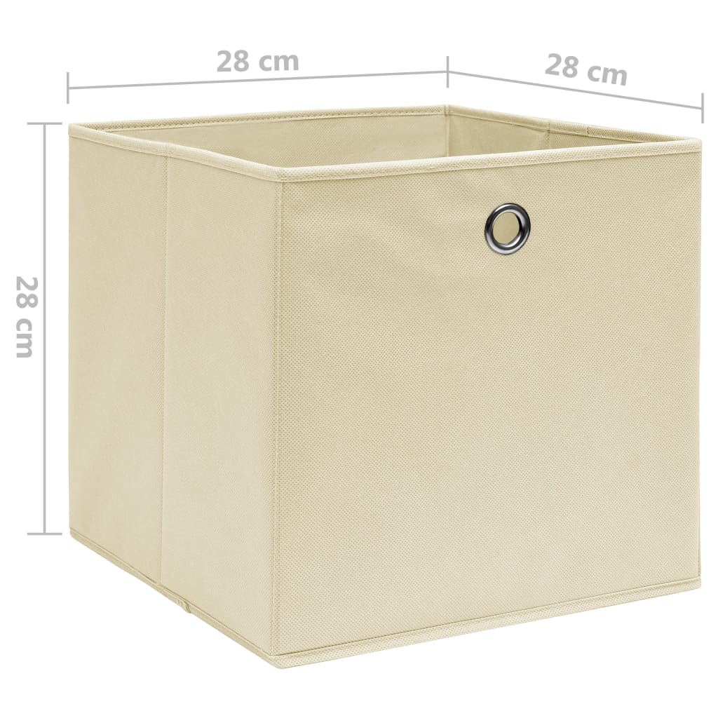 Contenitori 4 pz in Tessuto non Tessuto 28x28x28 cm Crema - homemem39