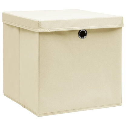 Contenitori con Coperchi 4 pz 28x28x28 cm Crema - homemem39