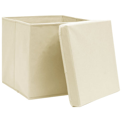 Contenitori con Coperchi 10 pz 28x28x28 cm Crema - homemem39