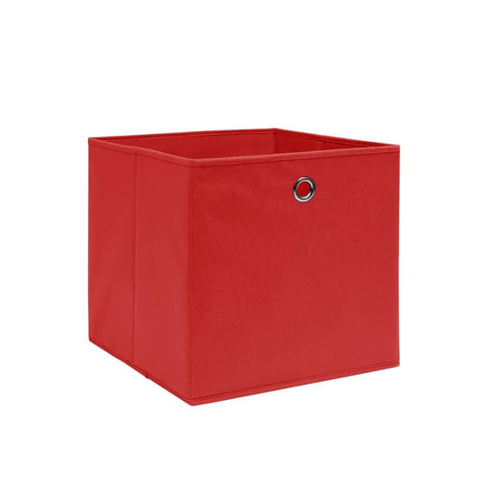 Contenitori 4 pz in Tessuto non Tessuto 28x28x28 cm Rosso - homemem39