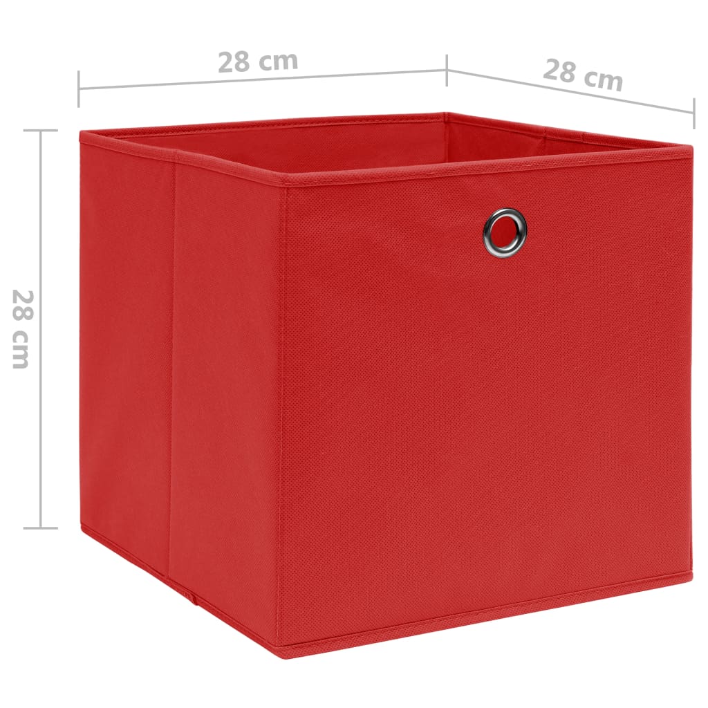 Contenitori 4 pz in Tessuto non Tessuto 28x28x28 cm Rosso - homemem39