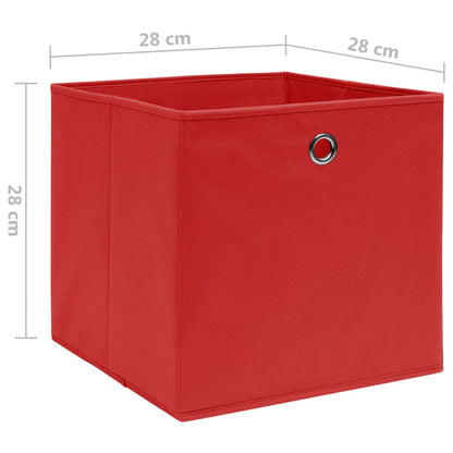 Contenitori 4 pz in Tessuto non Tessuto 28x28x28 cm Rosso - homemem39