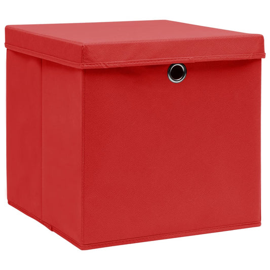 Contenitori con Coperchi 4 pz 28x28x28 cm Rosso - homemem39