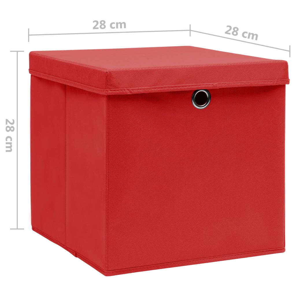 Contenitori con Coperchi 10 pz 28x28x28 cm Rosso