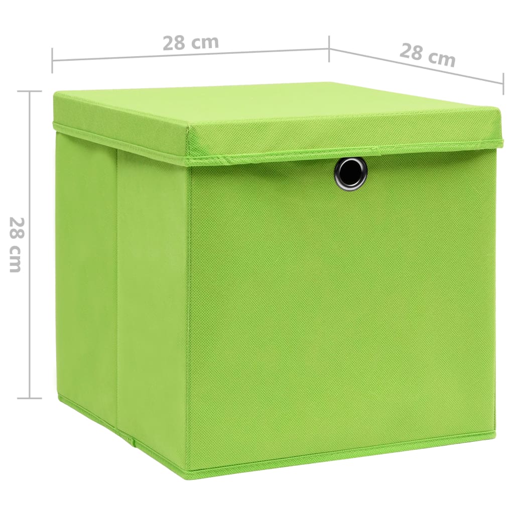 Contenitori con Coperchi 4 pz 28x28x28 cm Verde - homemem39