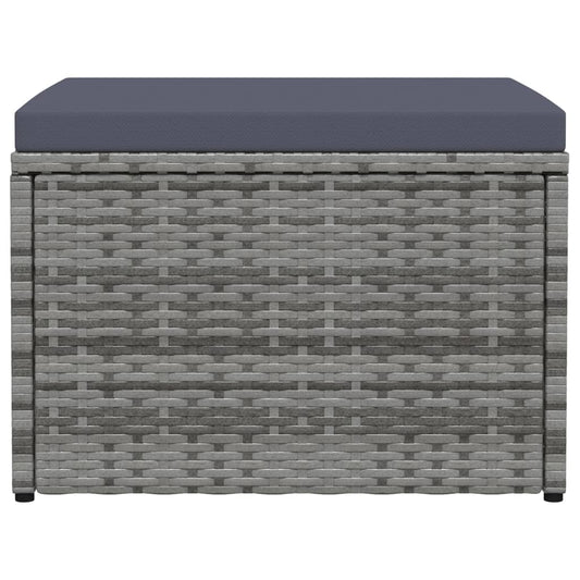 Poggiapiedi da Giardino con Cuscini Grigio in Polyrattan | homemem39