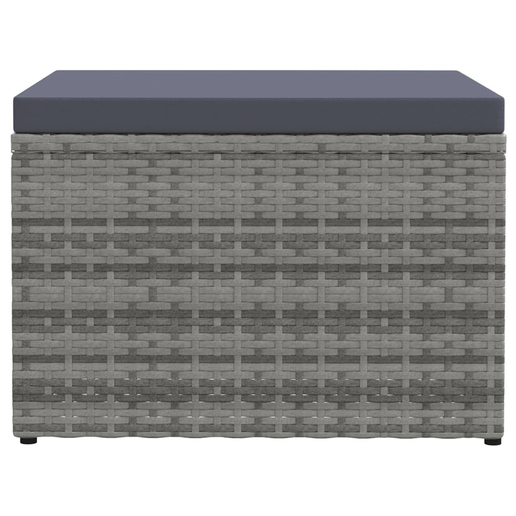 Poggiapiedi da Giardino con Cuscini Grigio in Polyrattan | homemem39