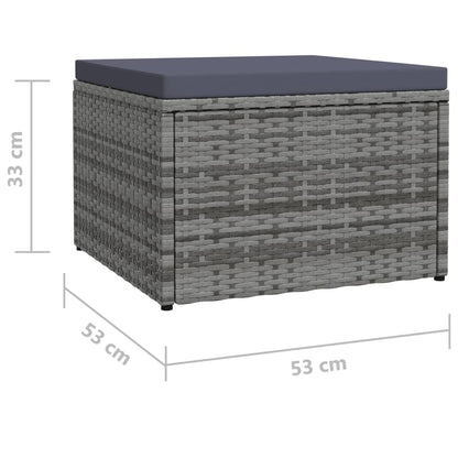 Poggiapiedi da Giardino con Cuscini Grigio in Polyrattan | homemem39
