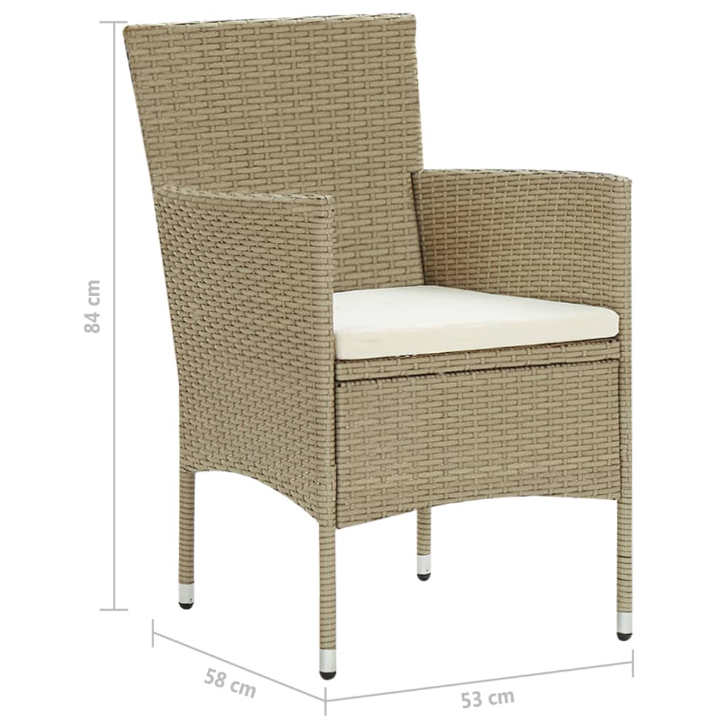 Sedie da Pranzo per Giardino 2 pz in Polyrattan Beige | homemem39